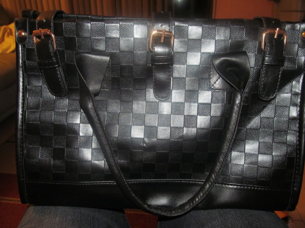 Black Triple Buckle Faux Leather&nbsp;Tote