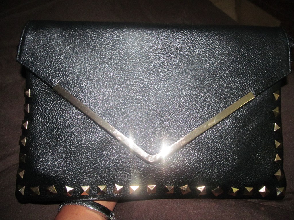 Faux Leather Pyramid Studded&nbsp;Clutch