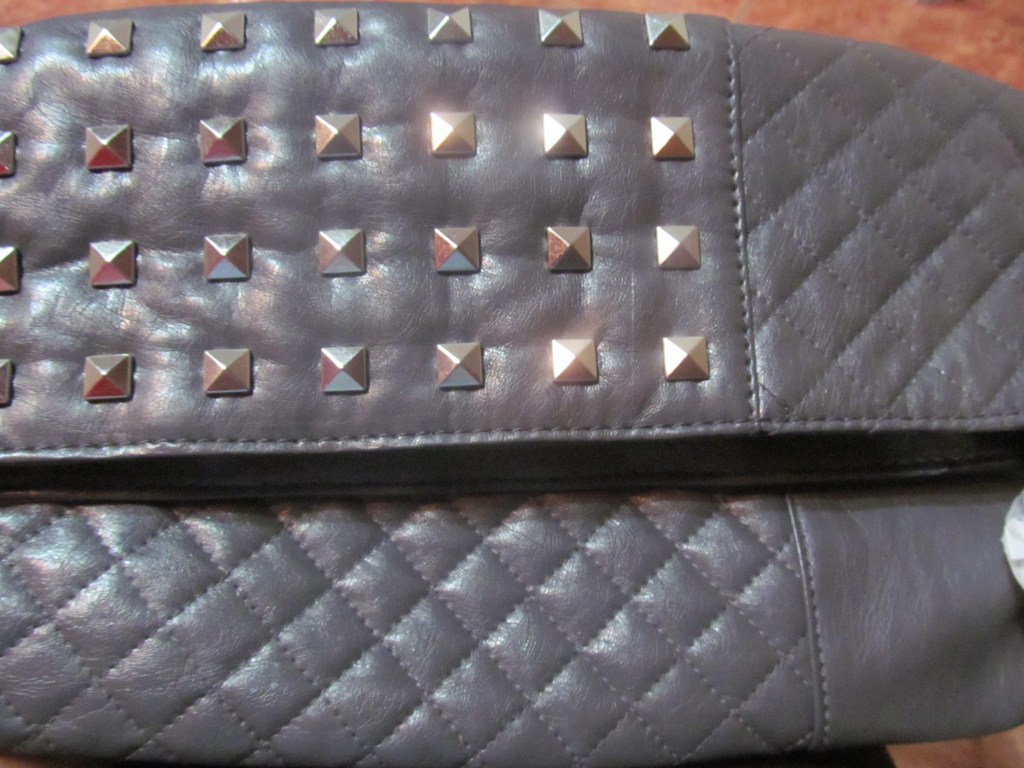 Fold-over Pyramid Studded and Quilted Shoulder&nbsp;Bag