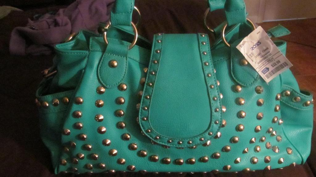 Green Tote with Gold Conical&nbsp;Studs