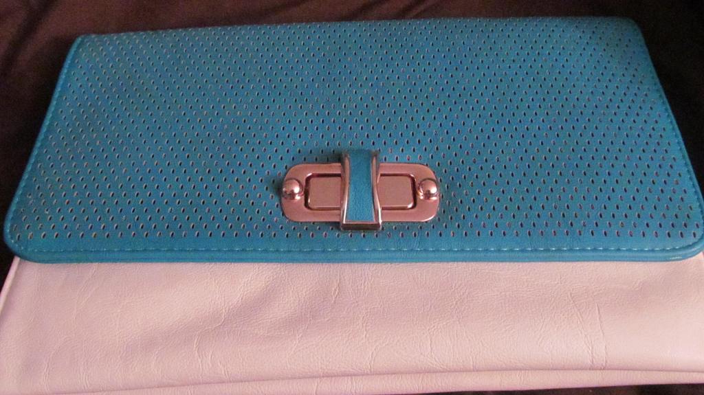 Teal and Cream Clutch w/Gold&nbsp;Hardware